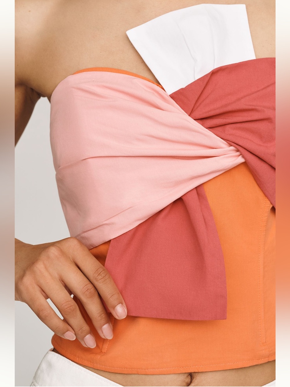 Anthropologie Porridge Cotton Strapless Twist Bow Top - Picture 3 of 6